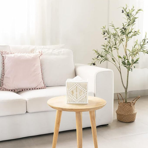 Macrame Square Open-Bottom Tissue Box