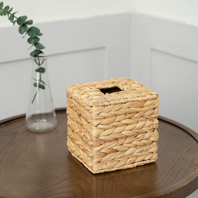 Tissue Box Holder - Square- Rattan Wicker Tissues Cube Box Cover