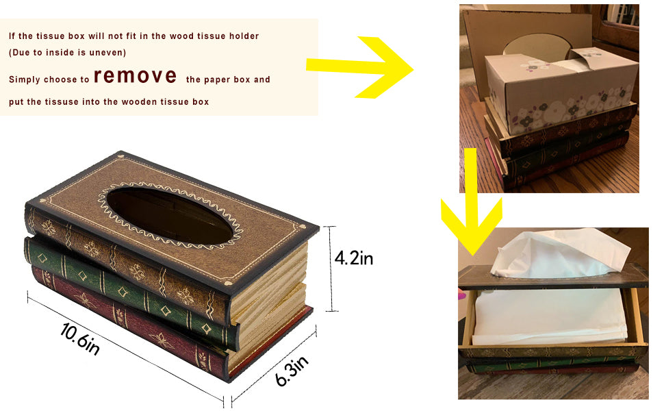 ectangular Tissue Box Cover - Decorative Faux Book Tissue Box Cover
