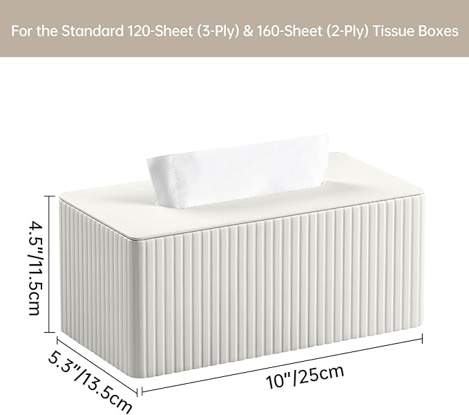 Tissue Box Cover Stylish PU Leather Rectangular Tissue Box Holder with Magnetic