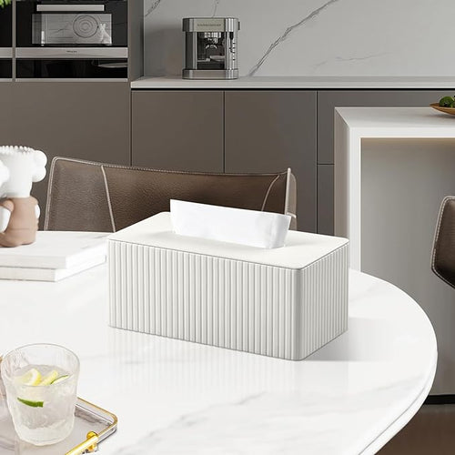Tissue Box Cover Stylish PU Leather Rectangular Tissue Box Holder with Magnetic