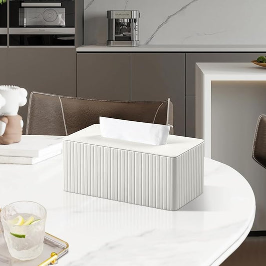 Tissue Box Cover Stylish PU Leather Rectangular Tissue Box Holder with Magnetic