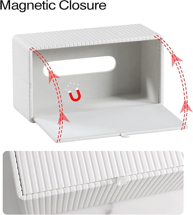 Tissue Box Cover Stylish PU Leather Rectangular Tissue Box Holder with Magnetic