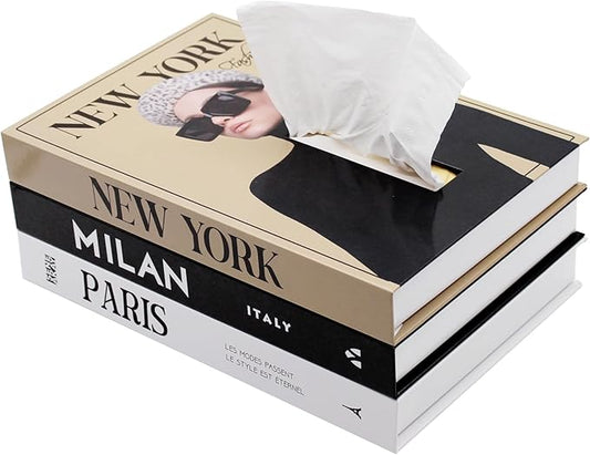 ectangular Tissue Box Cover - Decorative Faux Book Tissue Box Cover