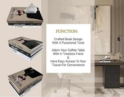 ectangular Tissue Box Cover - Decorative Faux Book Tissue Box Cover