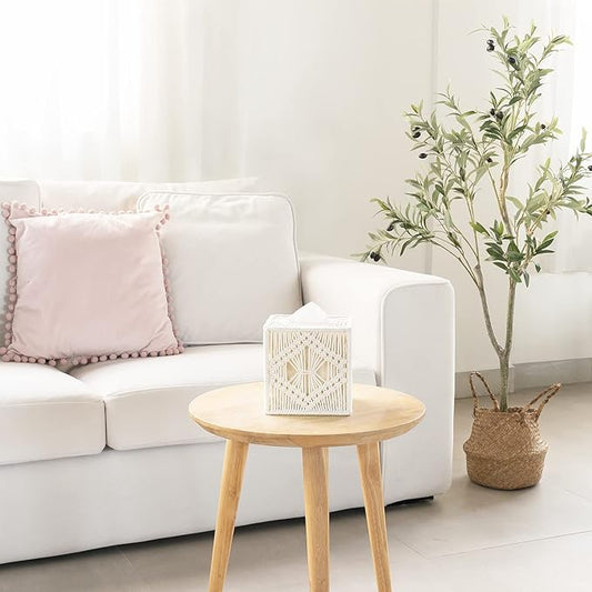 Macrame Square Open-Bottom Tissue Box