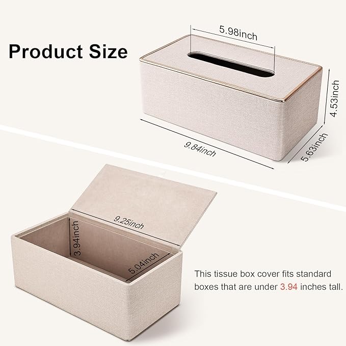 Tissue Box Cover, PU Leather Tissue Box Holder, Rectangular Tissue Box Covers for Kleenex