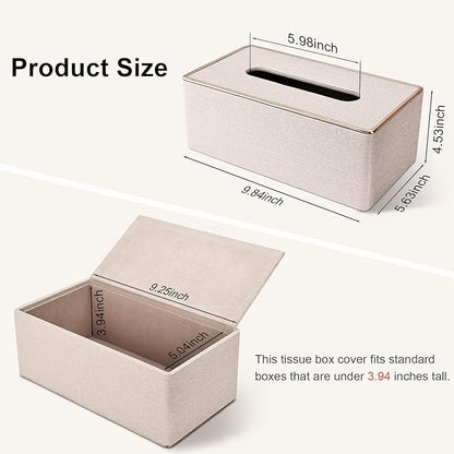 Tissue Box Cover, PU Leather Tissue Box Holder, Rectangular Tissue Box Covers for Kleenex