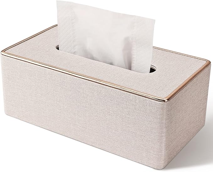 Tissue Box Cover, PU Leather Tissue Box Holder, Rectangular Tissue Box Covers for Kleenex