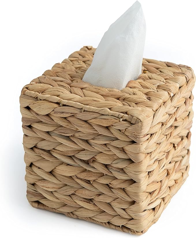 Tissue Box Holder - Square- Rattan Wicker Tissues Cube Box Cover