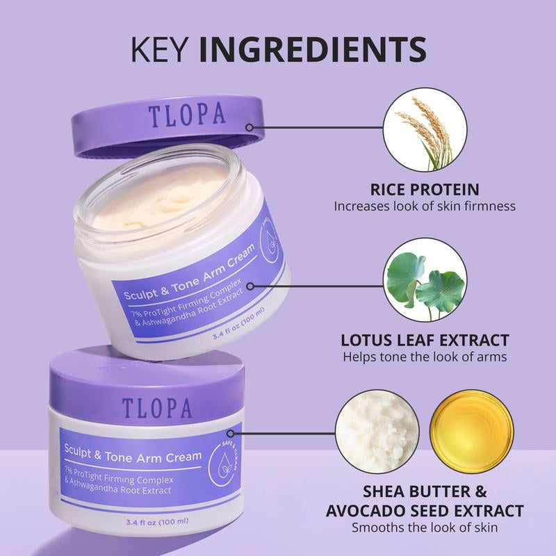 🔥TLOPA® Sculpt & Tone Arm Cream | 7% ProTight + Ashwagandha Root | Firm & Hydrate, Rescue Loose Skin